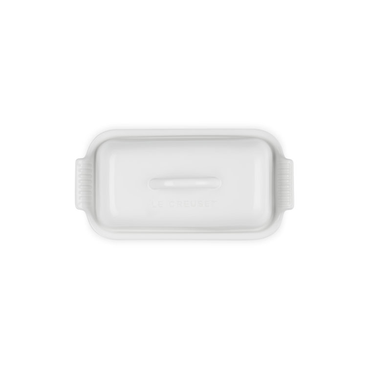 White Stoneware Heritage Butter Dish with Handles