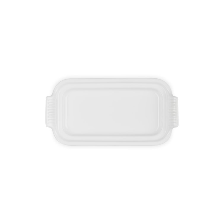 White Stoneware Heritage Butter Dish with Handles