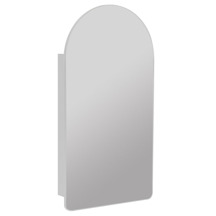 Silver Arched Medicine Cabinet with Glass Shelves