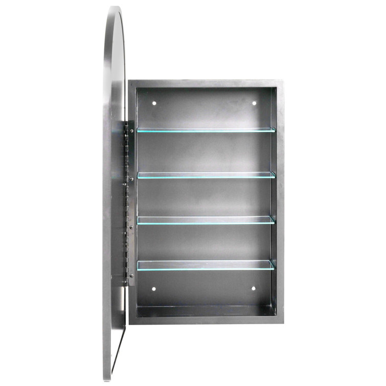 Silver Arched Medicine Cabinet with Glass Shelves
