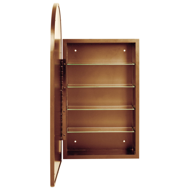 Gold Arched Metal Medicine Cabinet with Mirror