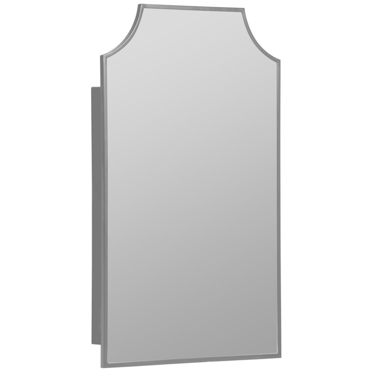 Simone Silver Mirrored Medicine Cabinet with Glass Shelves