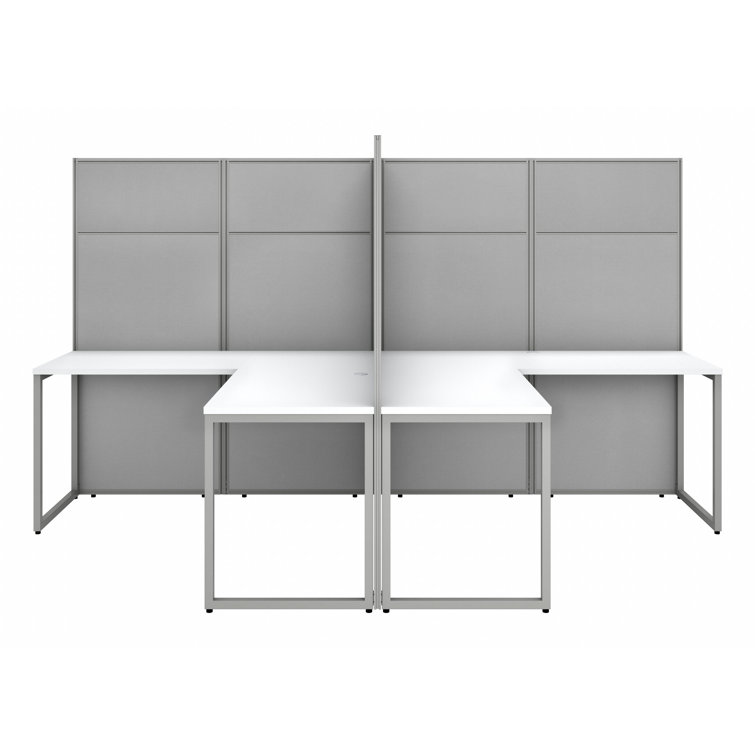 Pure White and Silver Gray 7-Piece Office Cubicle Desk Set