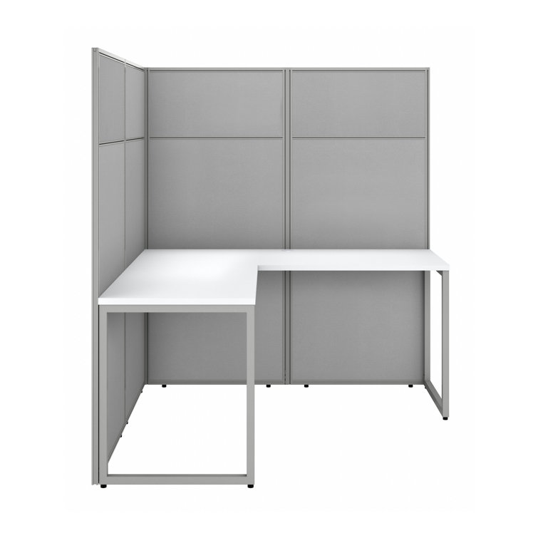 Pure White and Silver Gray 7-Piece Office Cubicle Desk Set