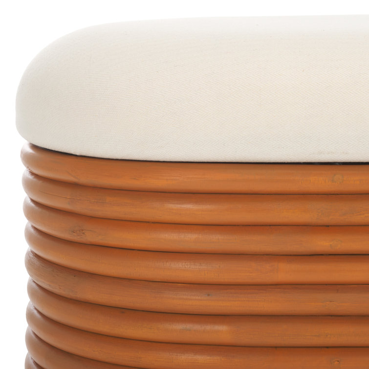 Natural Rattan and White Plywood Storage Bench