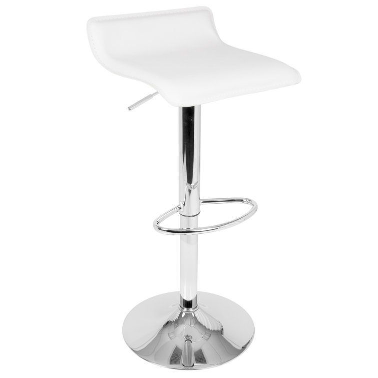 Chrome and White Adjustable Bar Set with Natural Wood Table