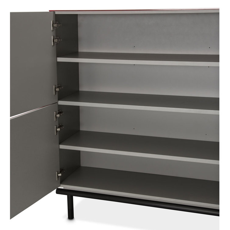 Saffron Red and Black Stainless Steel Accent Cabinet
