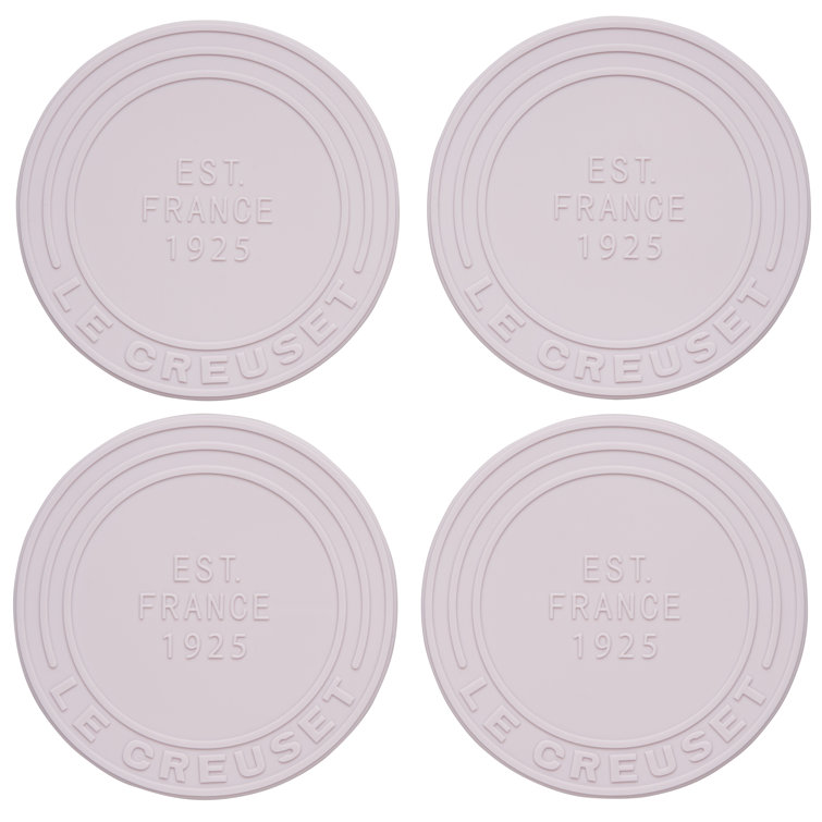 Le Creuset Shallot Pink Round Silicone Coaster Set