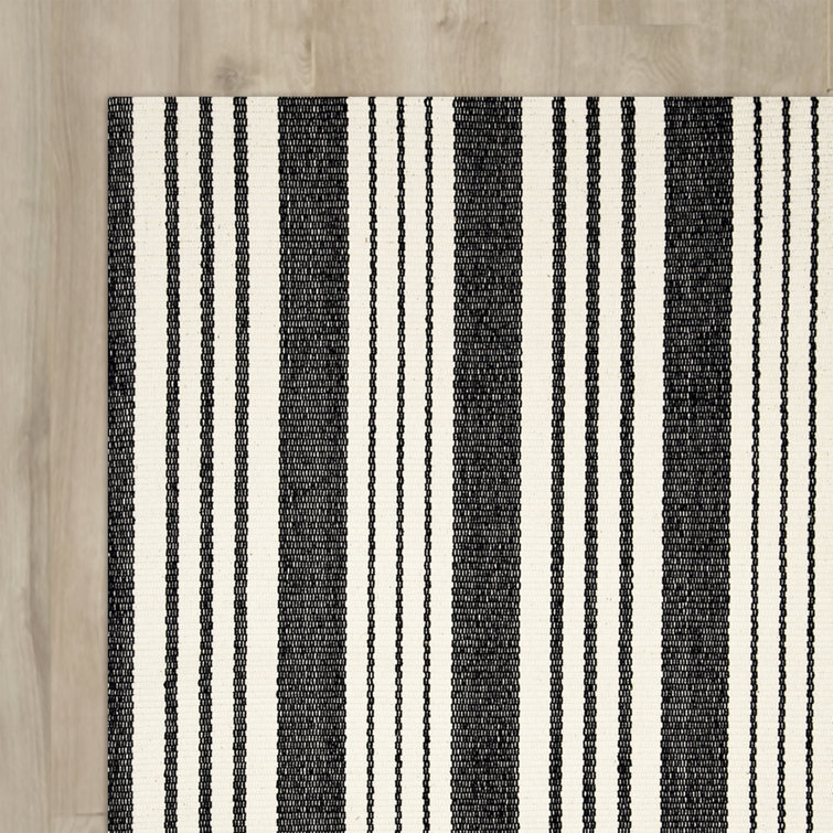 Handmade Birmingham Black Stripe Cotton Rug 2' x 3'