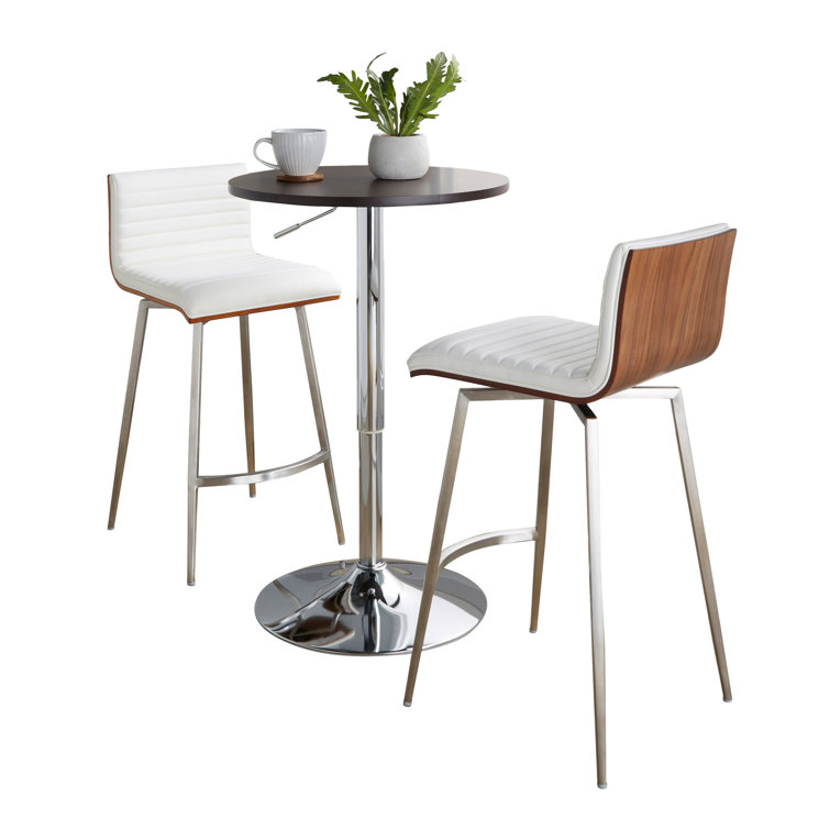 Mason White Faux Leather and Chrome Adjustable Pub Set