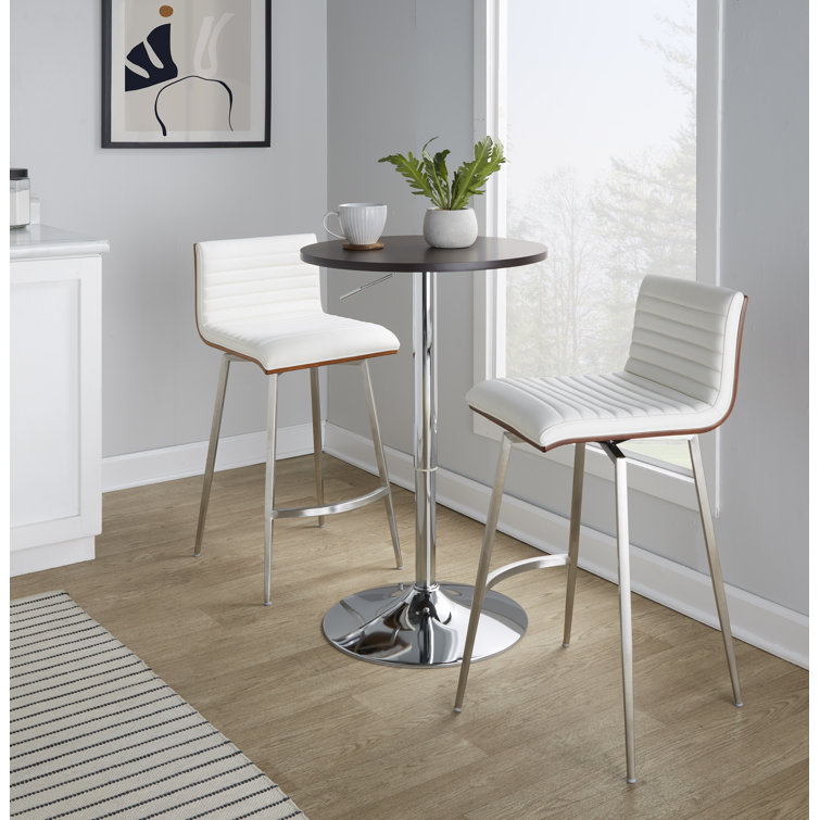 Mason White Faux Leather and Chrome Adjustable Pub Set