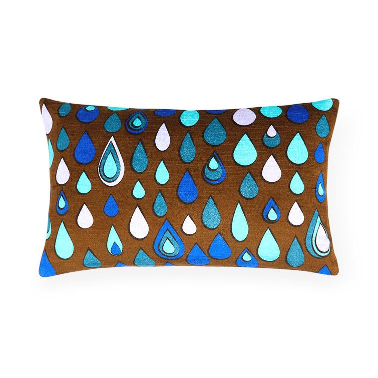 Madrid Brown and Blue Velvet Rectangular Pillow