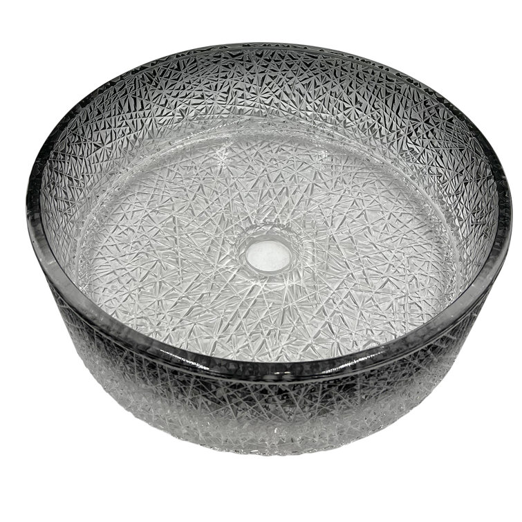 Stadium 14" Black Gradient Glass Circular Bathroom Vessel Sink
