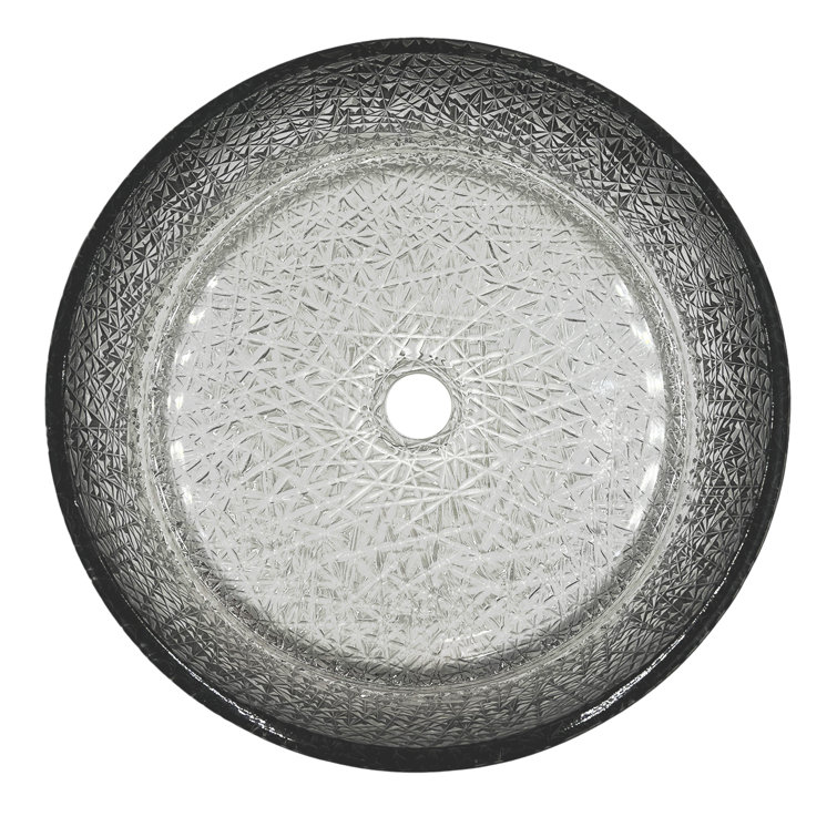 Stadium 14" Black Gradient Glass Circular Bathroom Vessel Sink