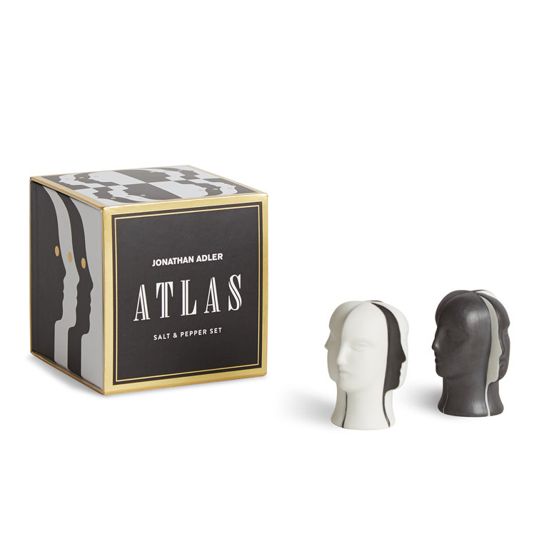 Atlas Black and White Porcelain Salt & Pepper Set