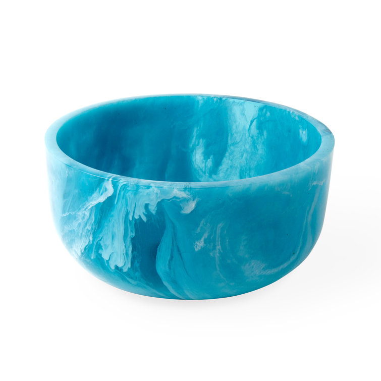Turquoise Marbleized Plastic Salad Bowl, 11'' Diameter