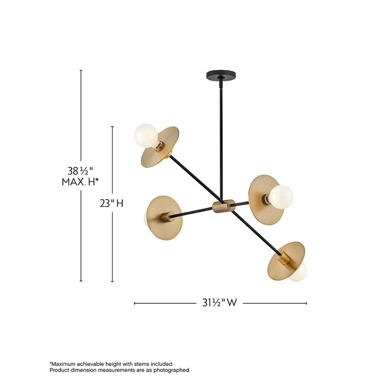 Cupertino Lacquered Brass 4-Light Steel Sputnik Chandelier
