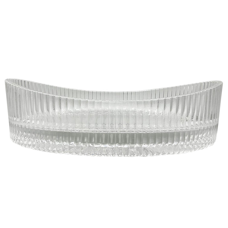 20'' Clear Ribbed Glass Oval Above-Counter Vessel Sink