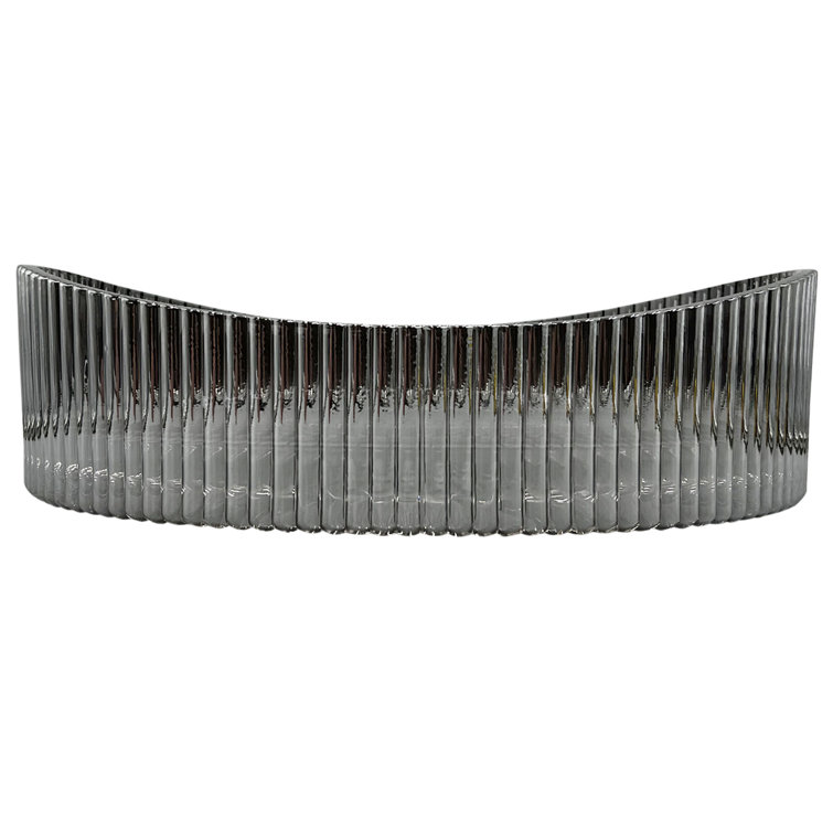 20'' Ribbed Gray Glass Oval Vessel Sink