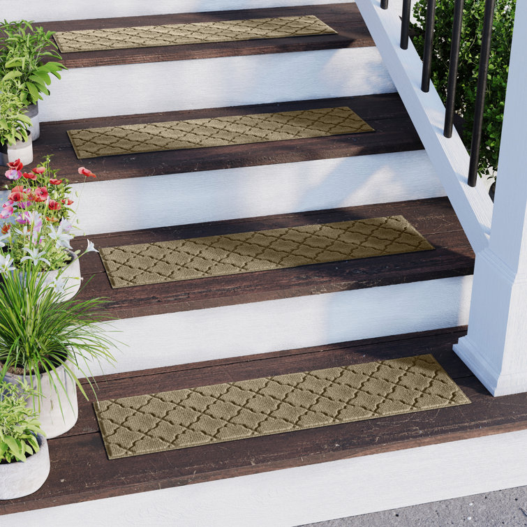 Camel Geometric Rubber Backed Indoor Outdoor Stair Treads