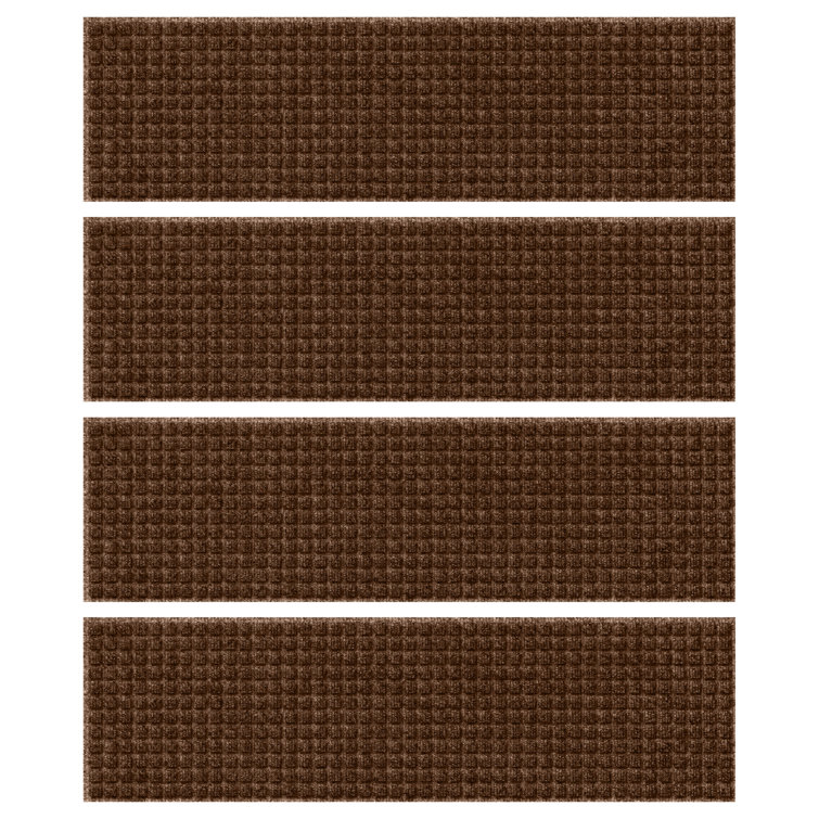 Dark Brown Rubber-Backed Indoor/Outdoor Stair Tread Set