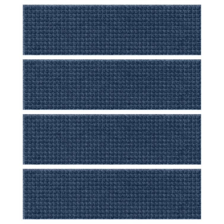 Navy Rubber-Backed Indoor Outdoor Stair Treads, 8.5 x 30 inches