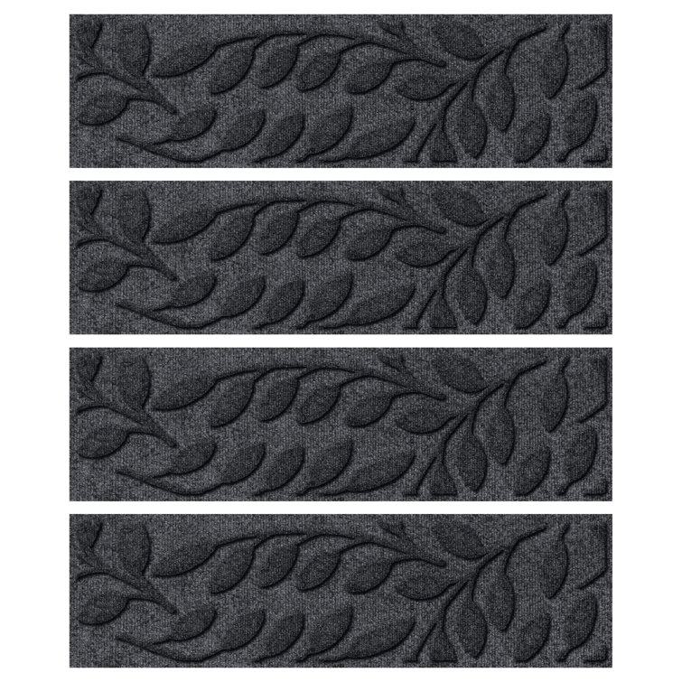 Charcoal Geometric Rubber Backed Indoor Outdoor Stair Treads