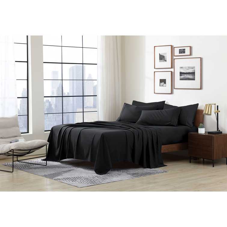 Queen Black Ultra Soft Microfiber Sheet Set with Extra Pillowcases