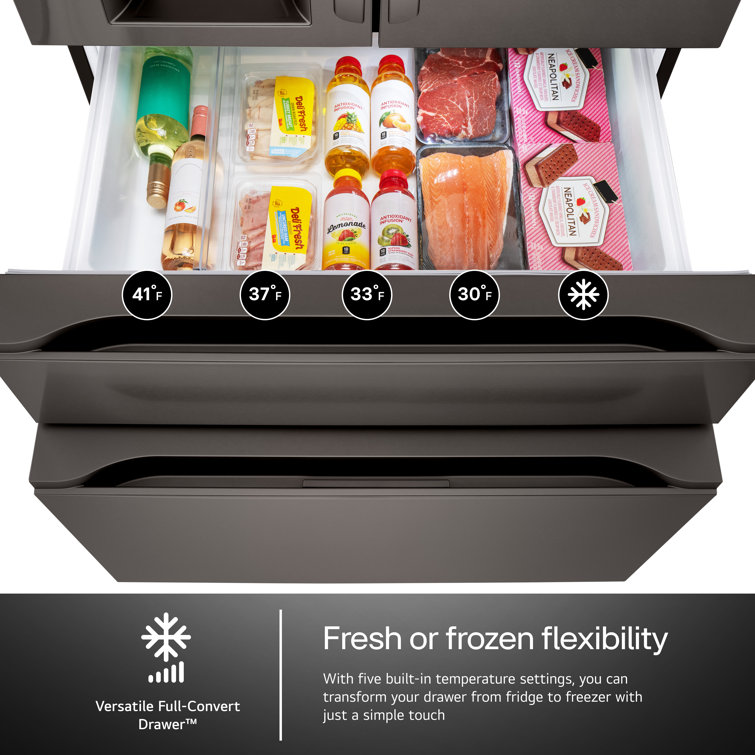 Black Stainless Steel Smart French Door Refrigerator with Ice Maker