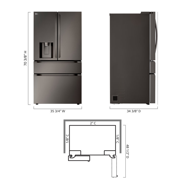 Black Stainless Steel Smart French Door Refrigerator with Ice Maker