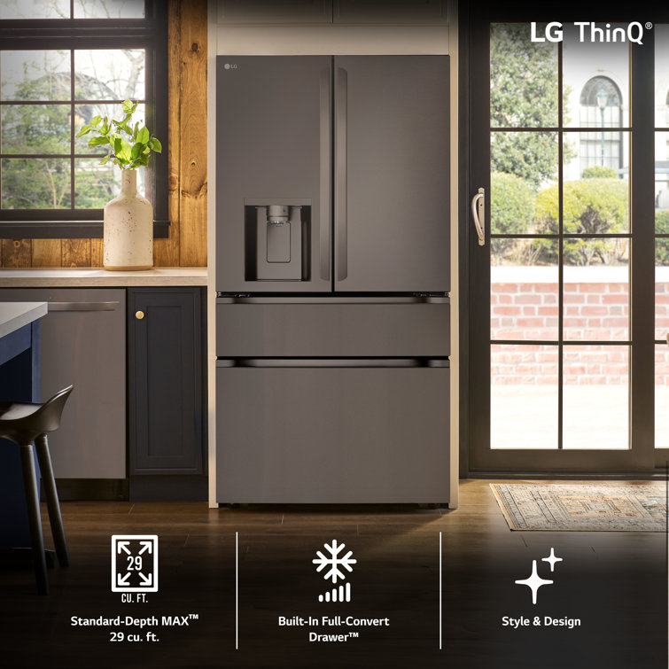 Black Stainless Steel Smart French Door Refrigerator with Ice Maker