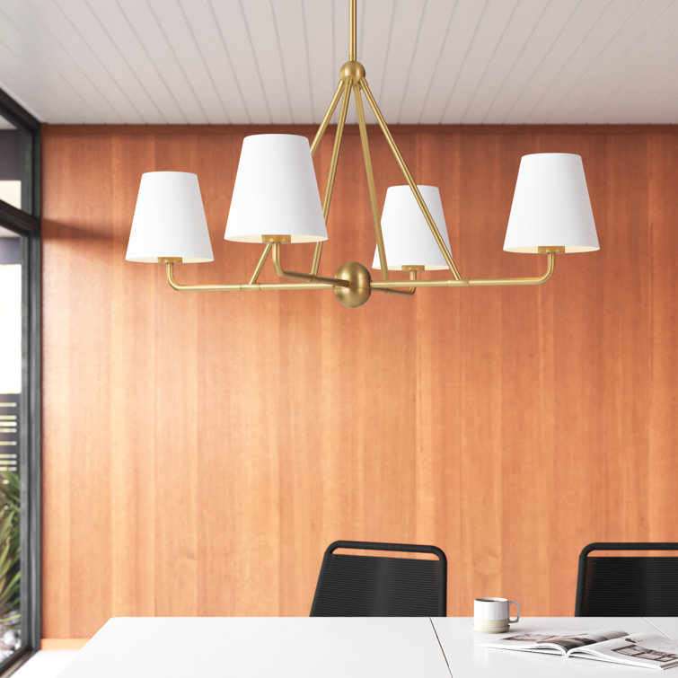 Gold and Black Metal 4-Light Dimmable Chandelier