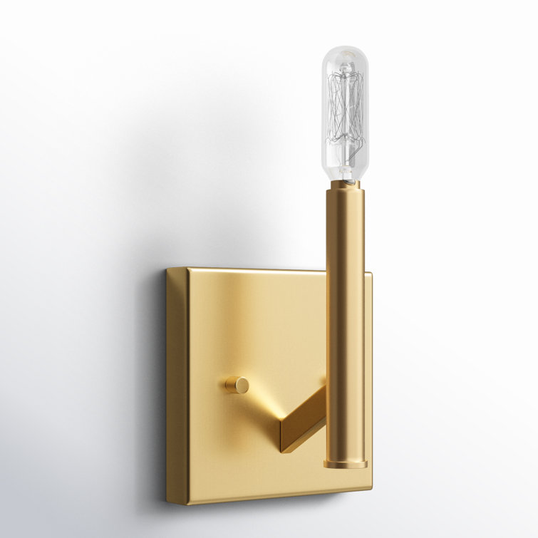 Sleek Satin Brass Outdoor Wall Sconce with Dimmable Light