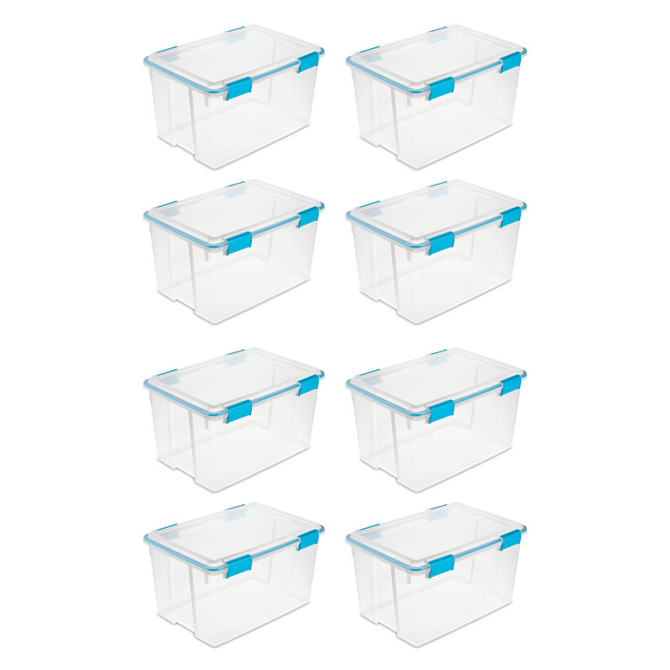 54 Quart Clear Plastic Stackable Storage Bins with Latch Lids