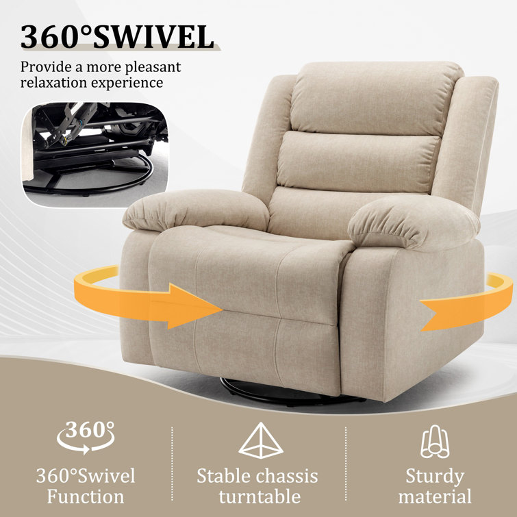 Ellisse Khaki Wool Oversized Recliner with Massage and Heat