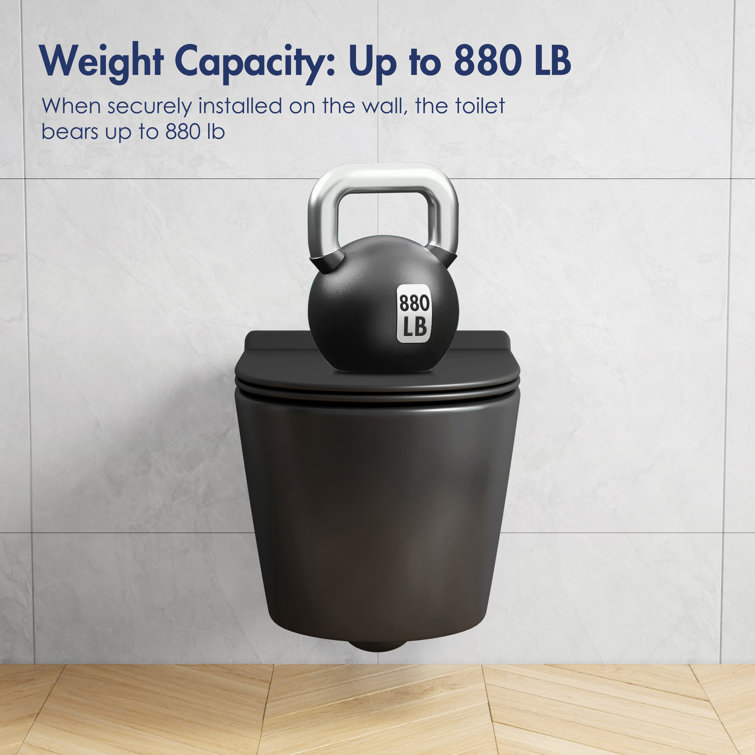 Hampton Matte Black Elongated Wall Mounted Dual Flush Toilet