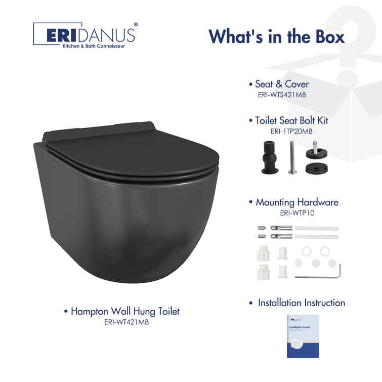 Hampton Matte Black Elongated Wall Mounted Dual Flush Toilet