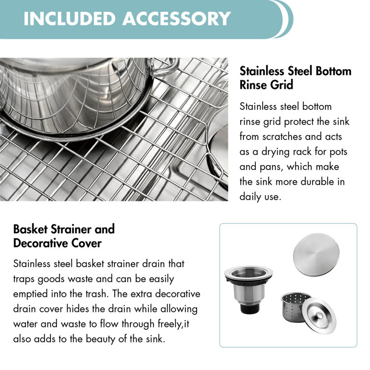 Akicon AK-U3219WS 32'' L Undermount Single Bowl Stainless Steel Kitchen Sink