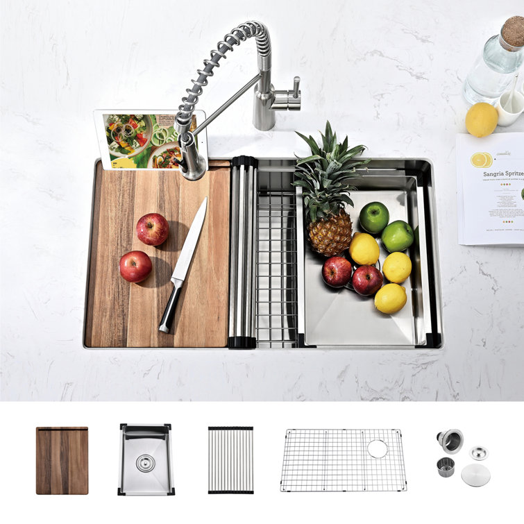 30'' Brushed Stainless Steel Undermount Single Bowl Kitchen Sink