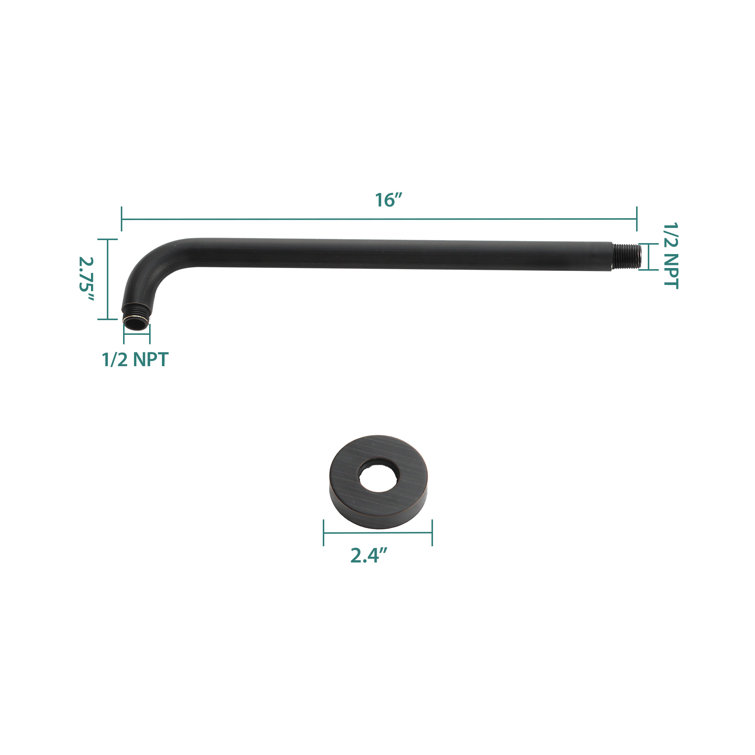 16" Oil Rubbed Bronze Wall Mounted Shower Arm