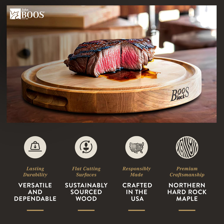 Maple Round 12" Wood Cutting Board with Juice Groove