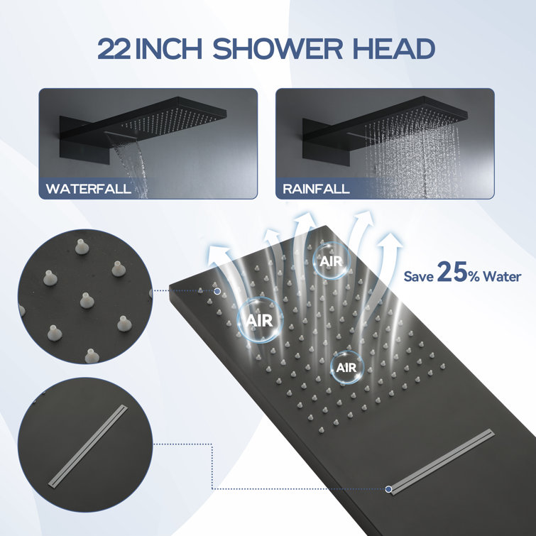 Matte Black Dual-Function Rain Shower System with Handheld Spray