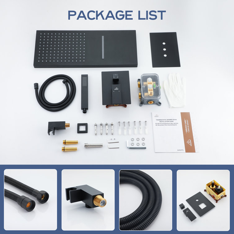 Matte Black Dual-Function Rain Shower System with Handheld Spray