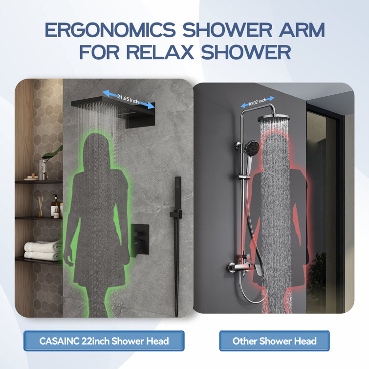 Matte Black Dual-Function Rain Shower System with Handheld Spray