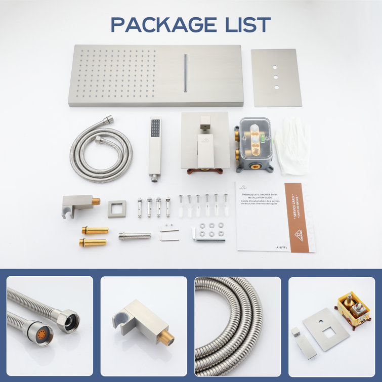 Brushed Nickel Dual-Function Rainfall Shower System with Handheld