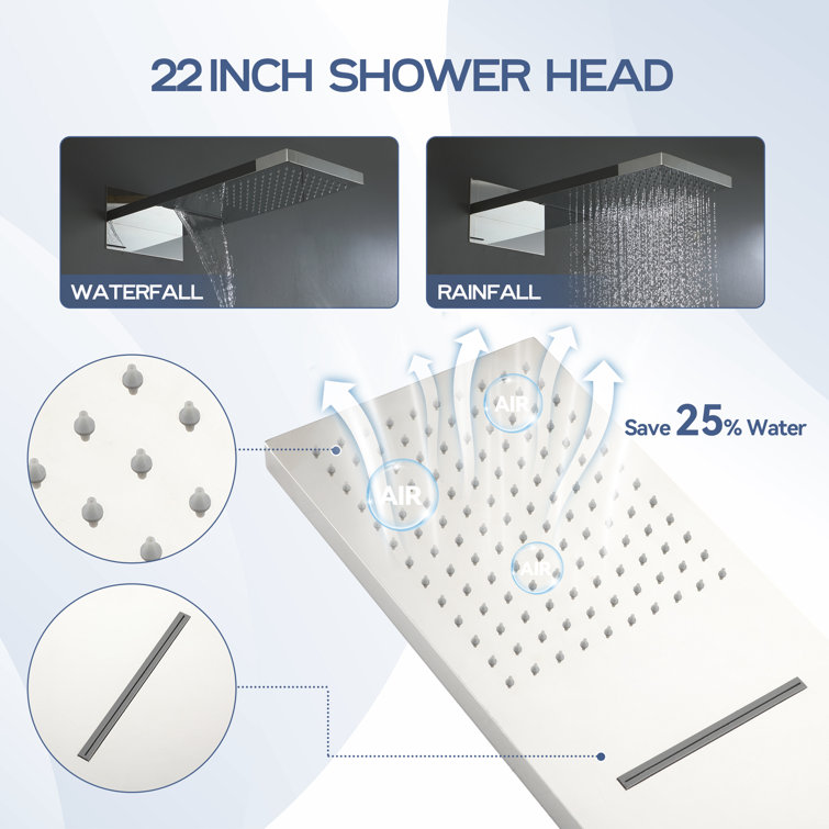 Large Chrome Dual Rain Shower System with Handheld Spray