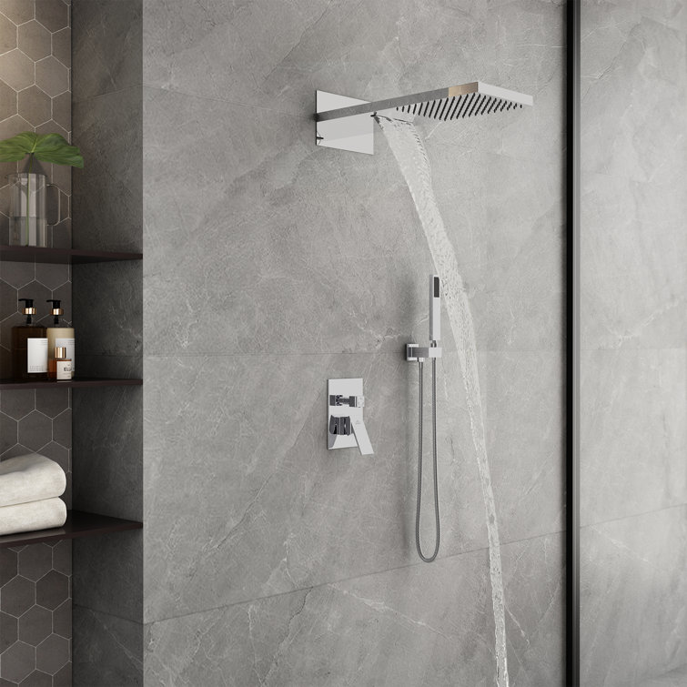 Large Chrome Dual Rain Shower System with Handheld Spray