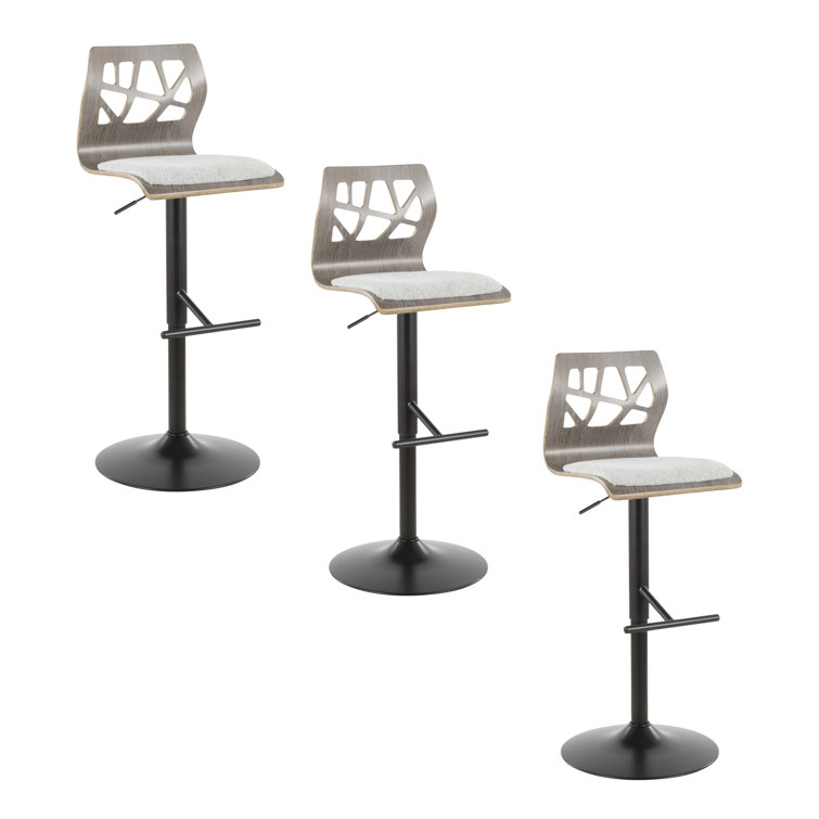 Folia Adjustable Swivel Bar Stools Set of 3 in Light Grey and Black
