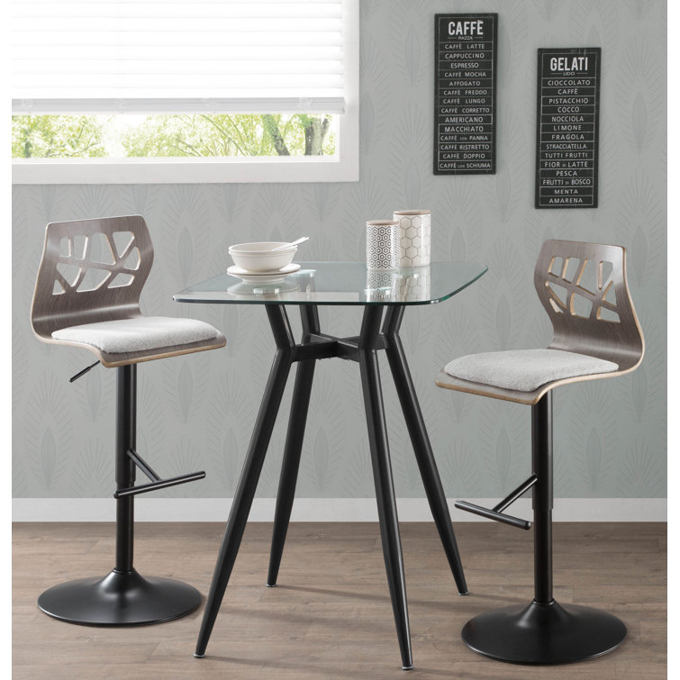 Folia Adjustable Swivel Bar Stools Set of 3 in Light Grey and Black