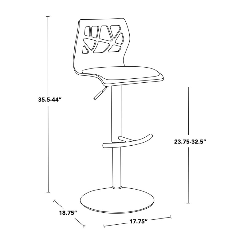 Folia Adjustable Swivel Bar Stools Set of 3 in Light Grey and Black